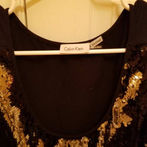 Calvin Klein Mermaid Black/Silver Sequined Tank - Picture 2 of 2